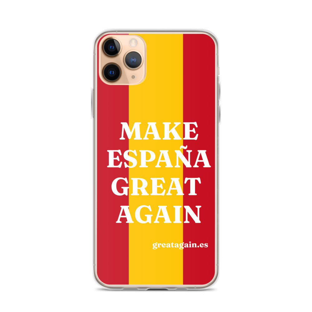 Carcasa transparente iPhone® Make España Great Again con bandera grande