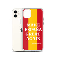 Carcasa transparente iPhone® Make España Great Again con bandera grande