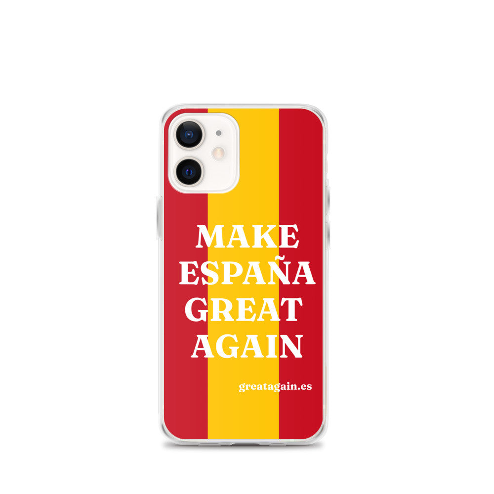 Carcasa transparente iPhone® Make España Great Again con bandera grande