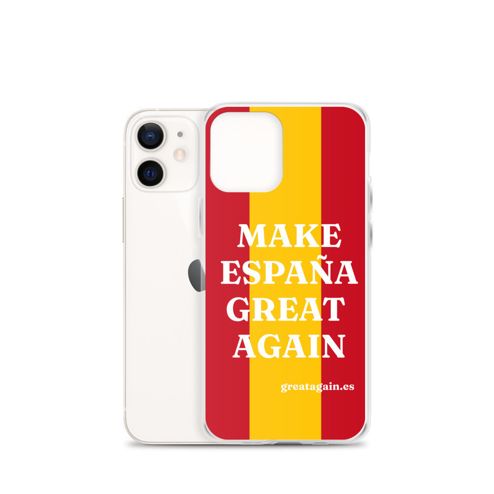 Carcasa transparente iPhone® Make España Great Again con bandera grande