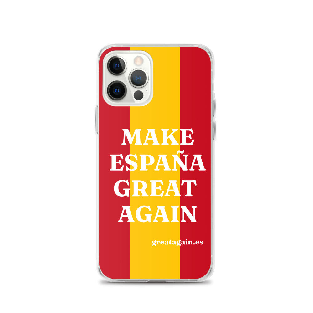 Carcasa transparente iPhone® Make España Great Again con bandera grande