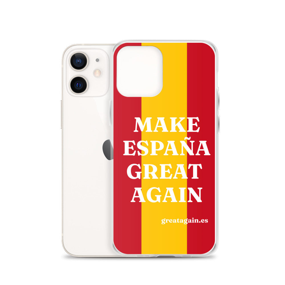 Carcasa transparente iPhone® Make España Great Again con bandera grande