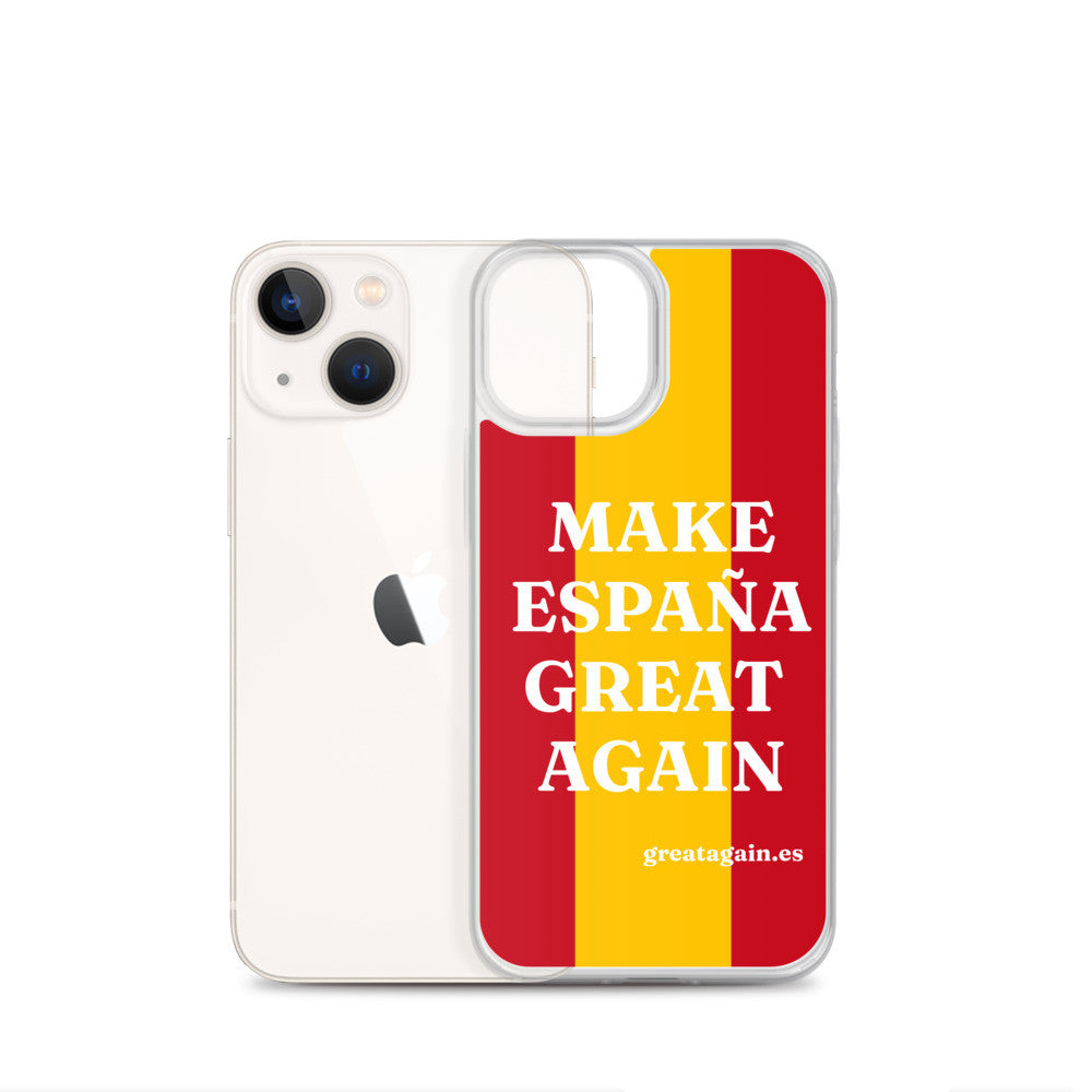 Carcasa transparente iPhone® Make España Great Again con bandera grande