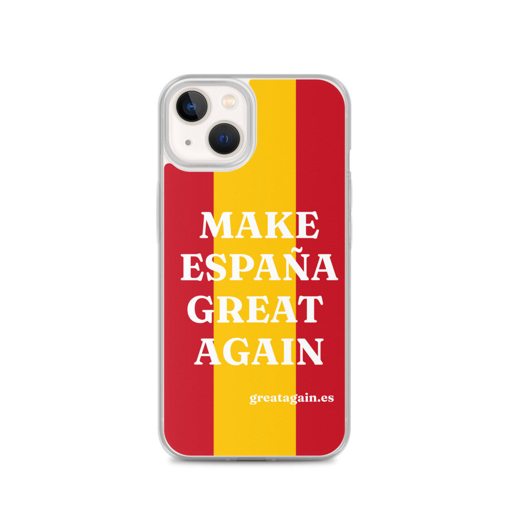 Carcasa transparente iPhone® Make España Great Again con bandera grande