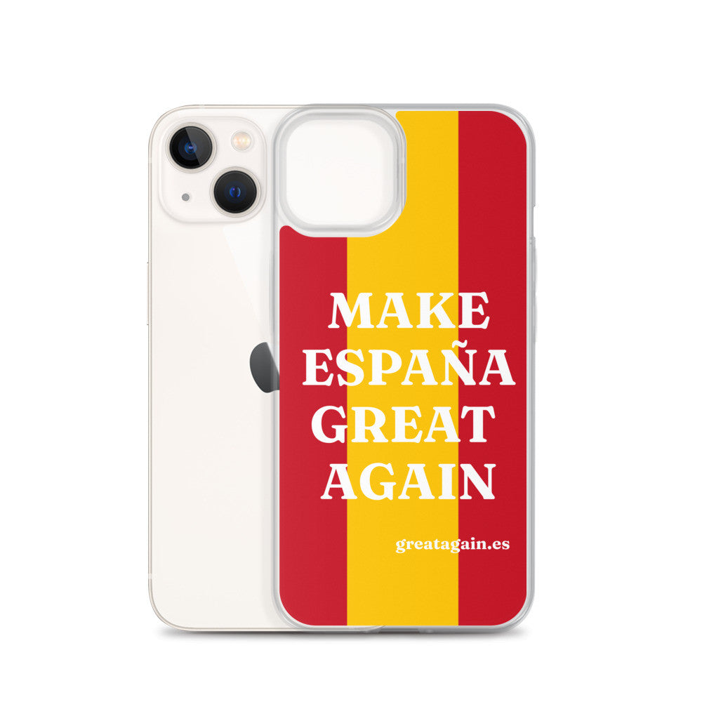 Carcasa transparente iPhone® Make España Great Again con bandera grande