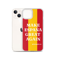 Carcasa transparente iPhone® Make España Great Again con bandera grande