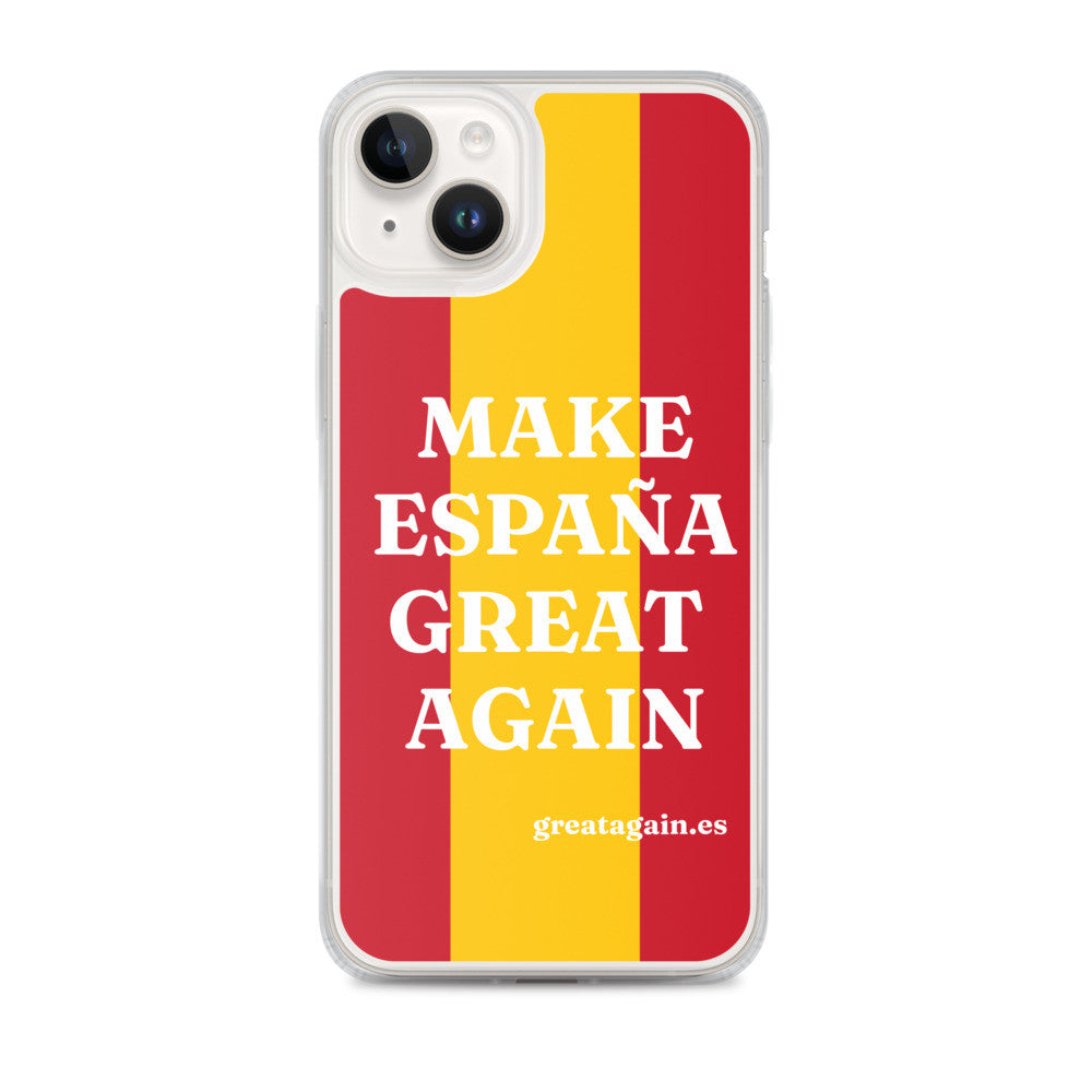 Carcasa transparente iPhone® Make España Great Again con bandera grande
