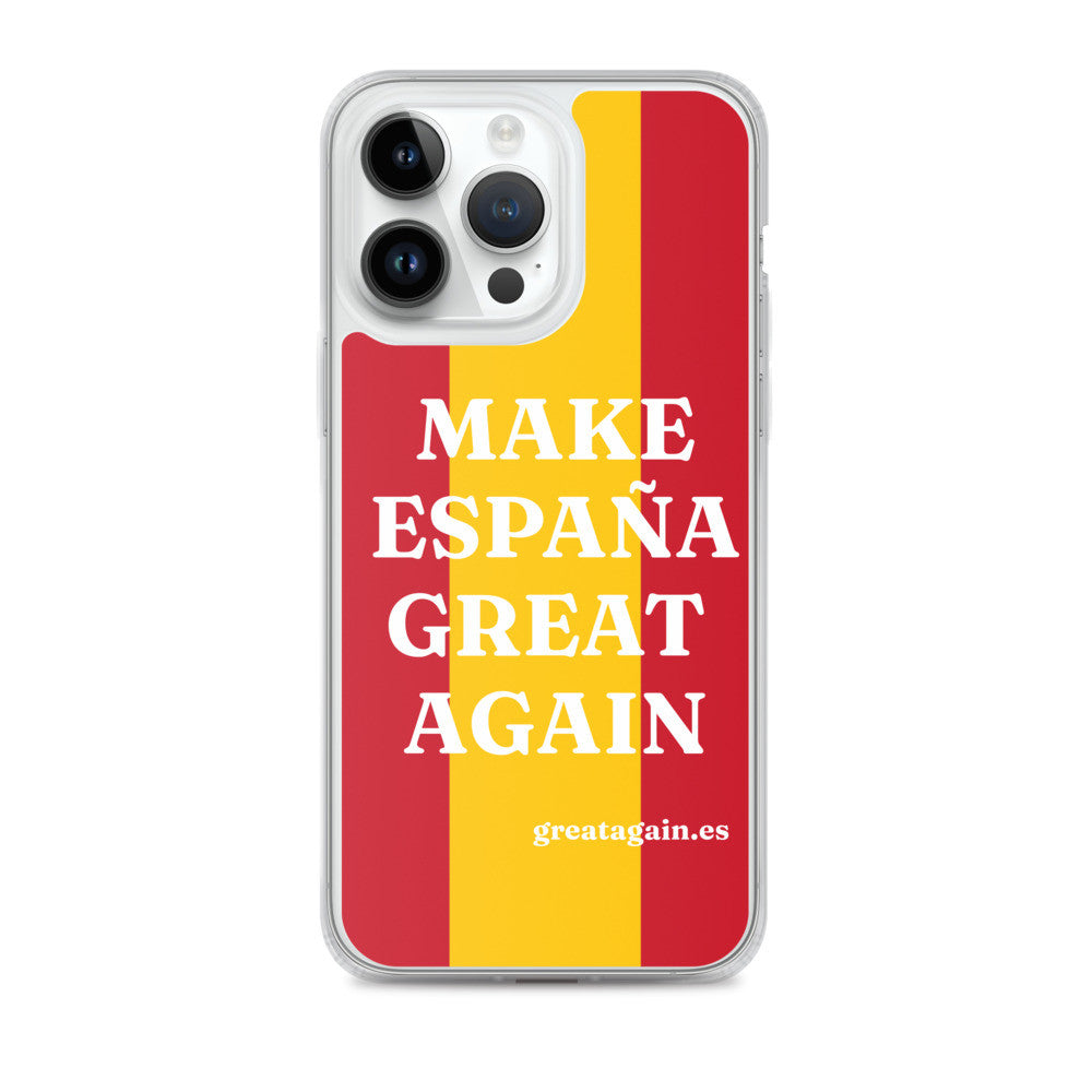 Carcasa transparente iPhone® Make España Great Again con bandera grande