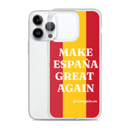 Carcasa transparente iPhone® Make España Great Again con bandera grande