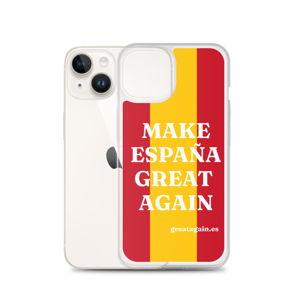 Carcasa transparente iPhone® Make España Great Again con bandera grande