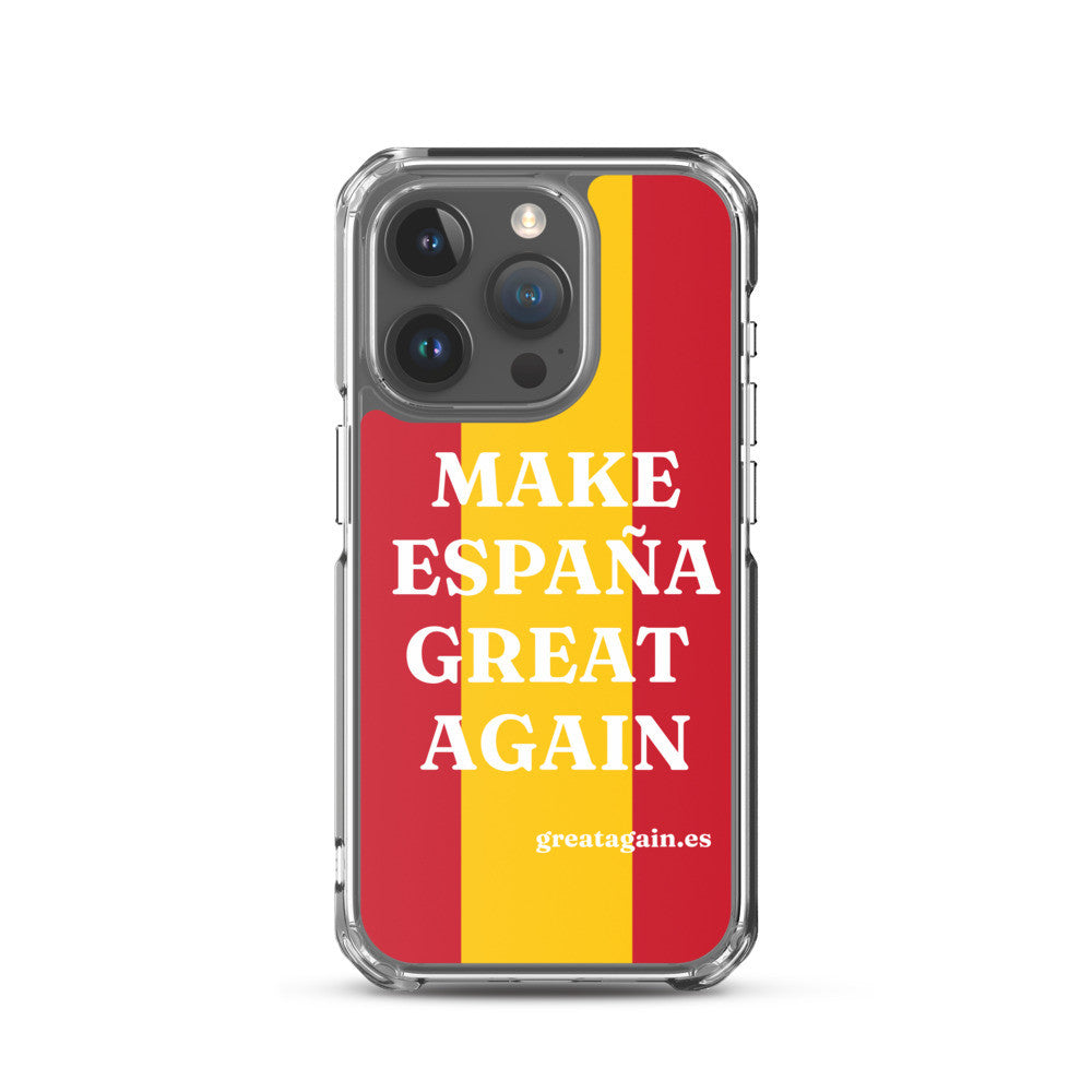 Carcasa transparente iPhone® Make España Great Again con bandera grande