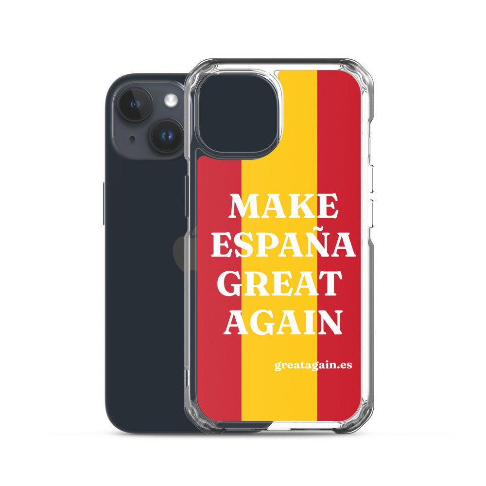 Carcasa transparente iPhone® Make España Great Again con bandera grande