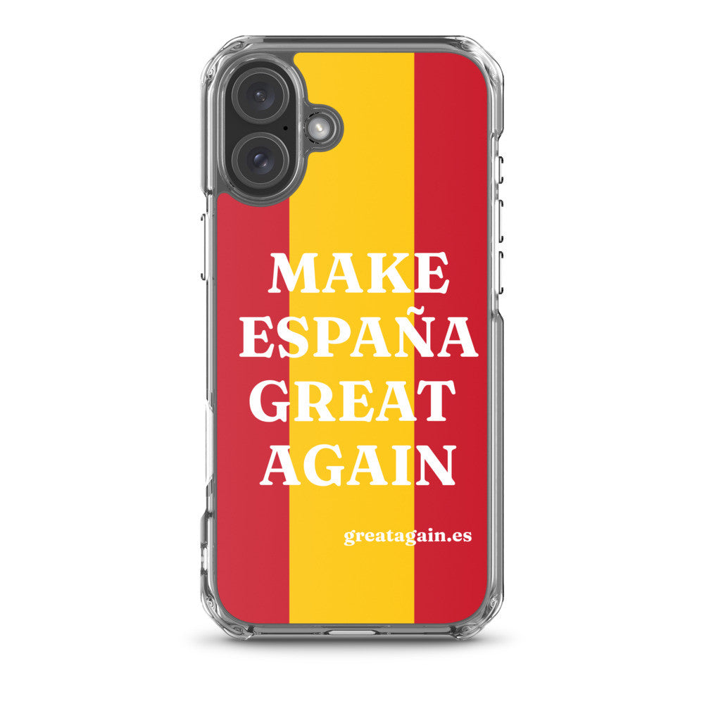 Carcasa transparente iPhone® Make España Great Again con bandera grande
