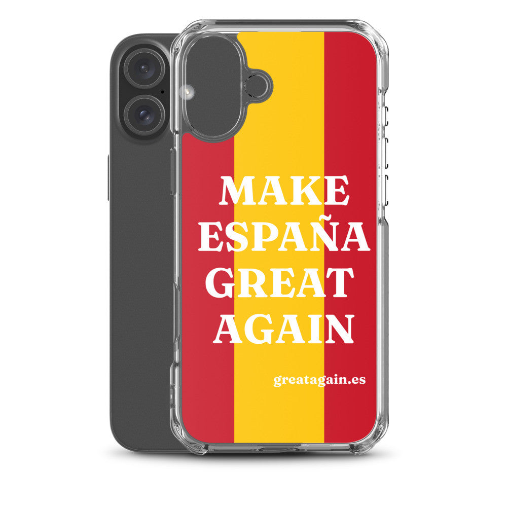Carcasa transparente iPhone® Make España Great Again con bandera grande