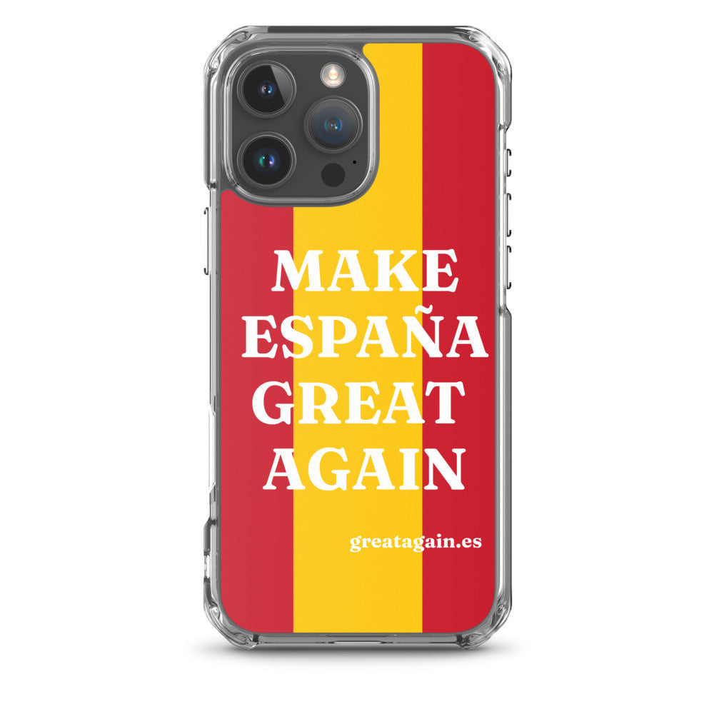 Carcasa transparente iPhone® Make España Great Again con bandera grande