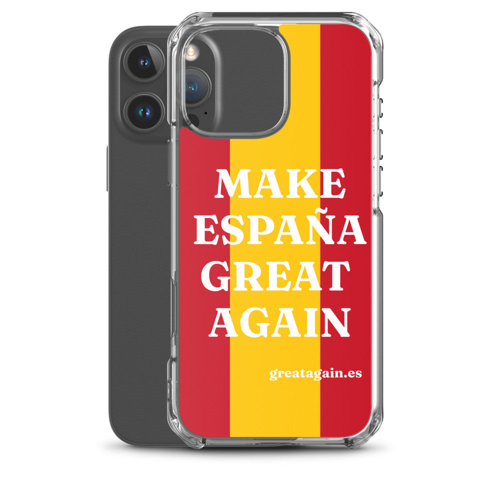 Carcasa transparente iPhone® Make España Great Again con bandera grande