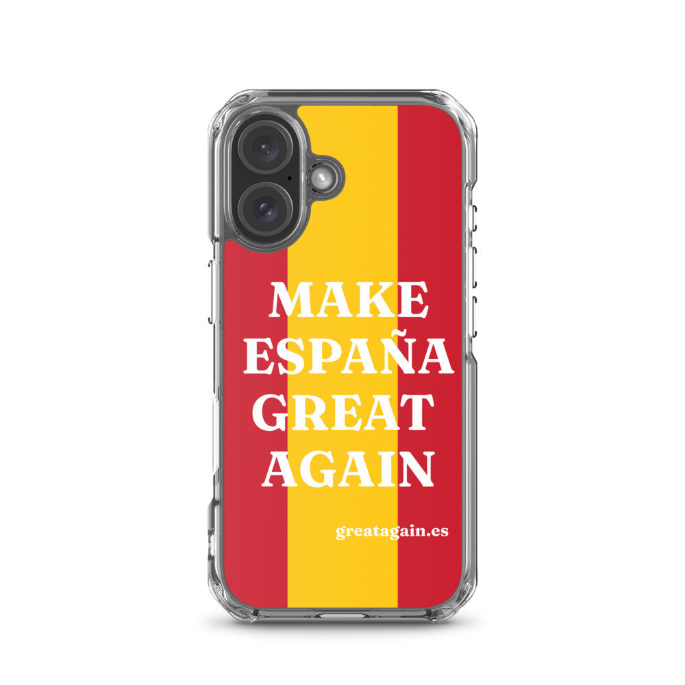 Carcasa transparente iPhone® Make España Great Again con bandera grande