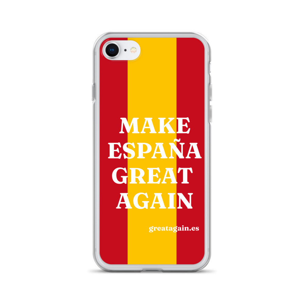 Carcasa transparente iPhone® Make España Great Again con bandera grande