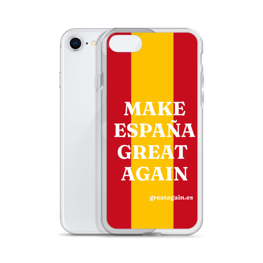 Carcasa transparente iPhone® Make España Great Again con bandera grande