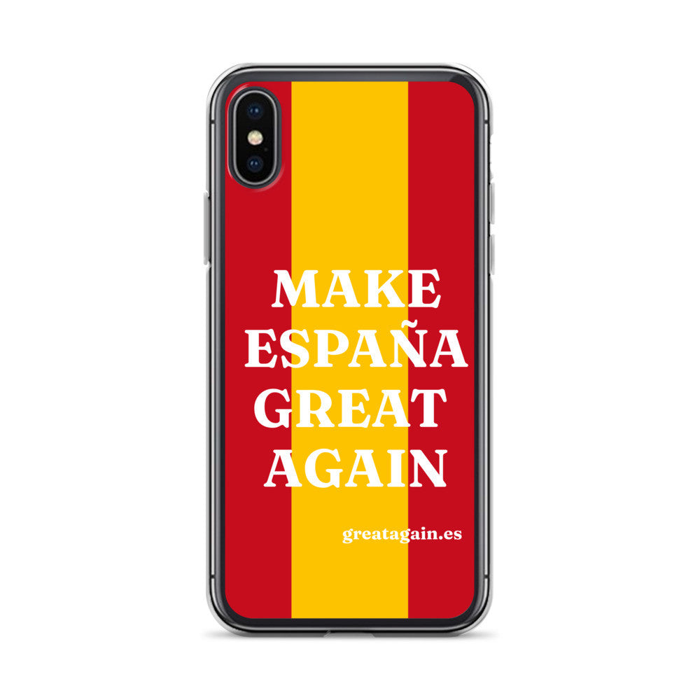 Carcasa transparente iPhone® Make España Great Again con bandera grande