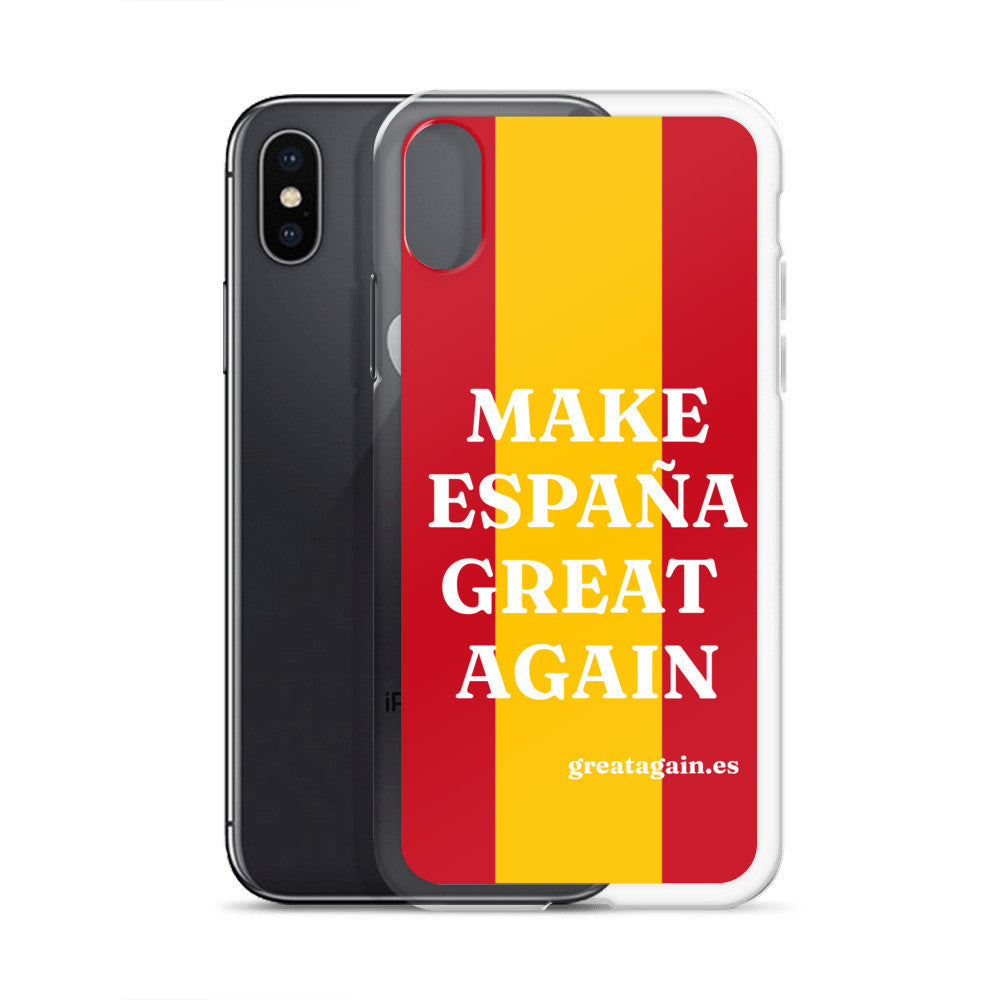 Carcasa transparente iPhone® Make España Great Again con bandera grande