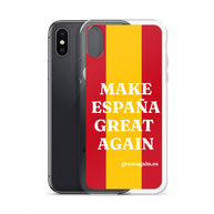 Carcasa transparente iPhone® Make España Great Again con bandera grande