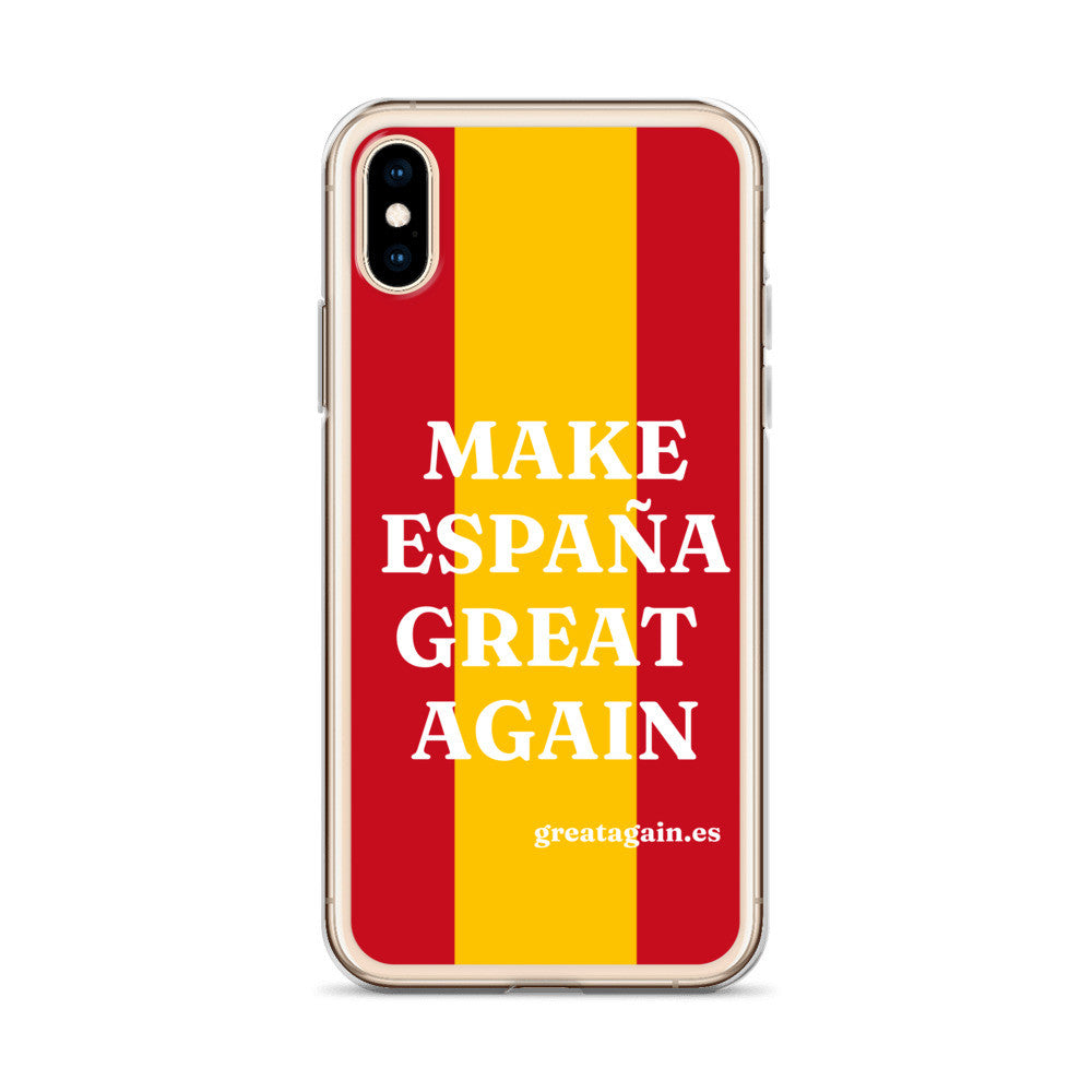 Carcasa transparente iPhone® Make España Great Again con bandera grande