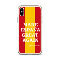 Carcasa transparente iPhone® Make España Great Again con bandera grande