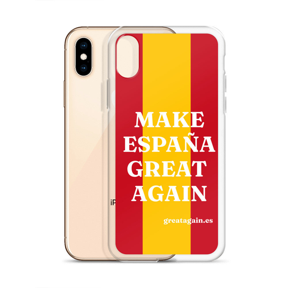 Carcasa transparente iPhone® Make España Great Again con bandera grande