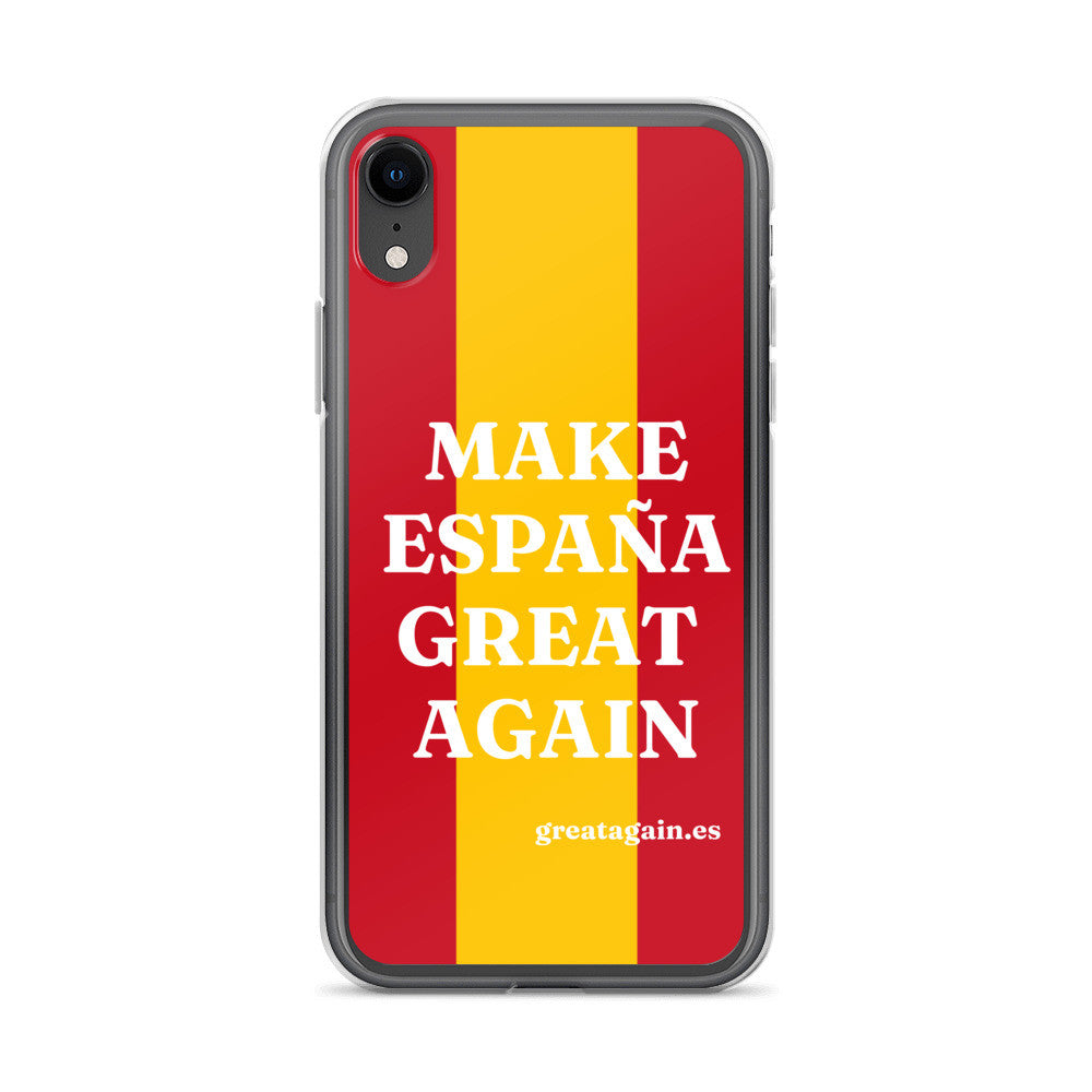 Carcasa transparente iPhone® Make España Great Again con bandera grande