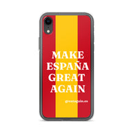 Carcasa transparente iPhone® Make España Great Again con bandera grande