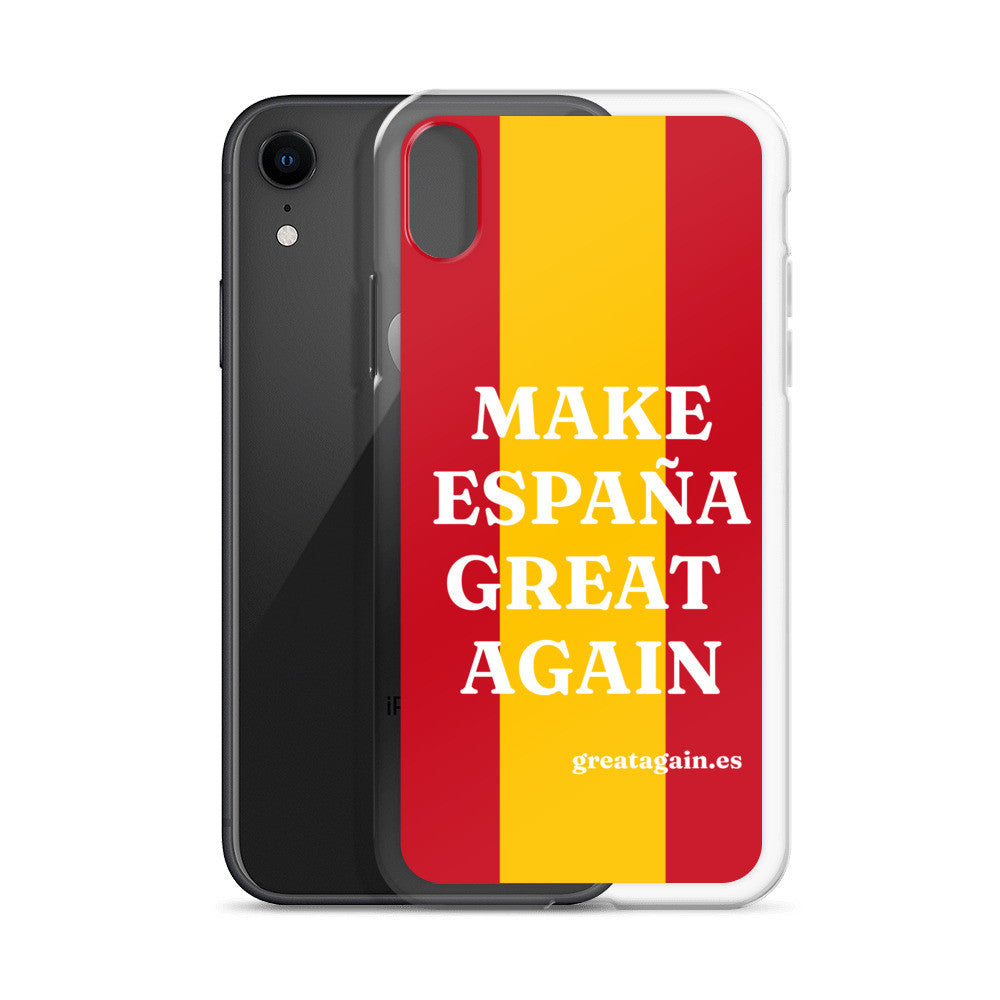 Carcasa transparente iPhone® Make España Great Again con bandera grande