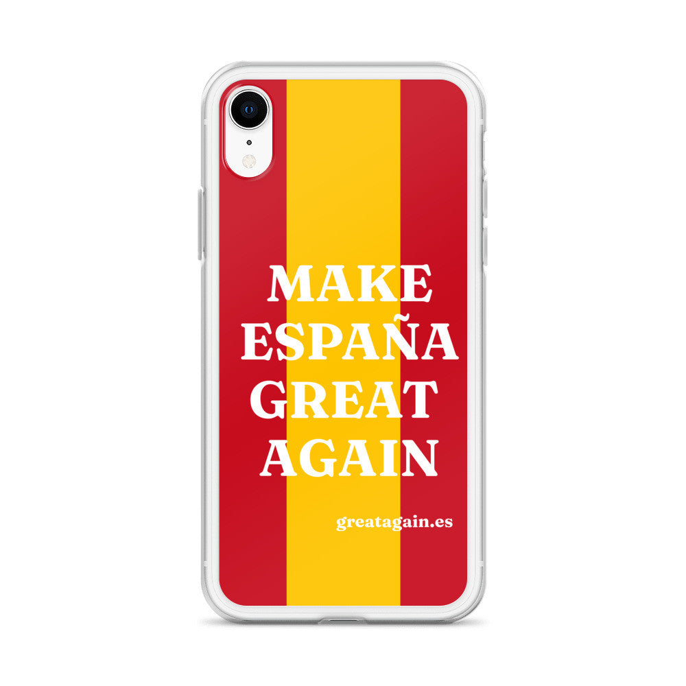 Carcasa transparente iPhone® Make España Great Again con bandera grande