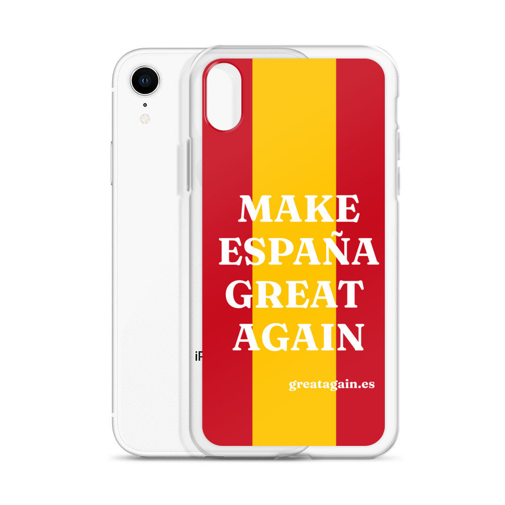 Carcasa transparente iPhone® Make España Great Again con bandera grande