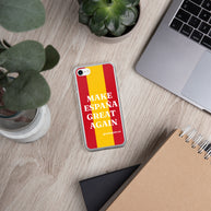 Carcasa transparente iPhone® Make España Great Again con bandera grande