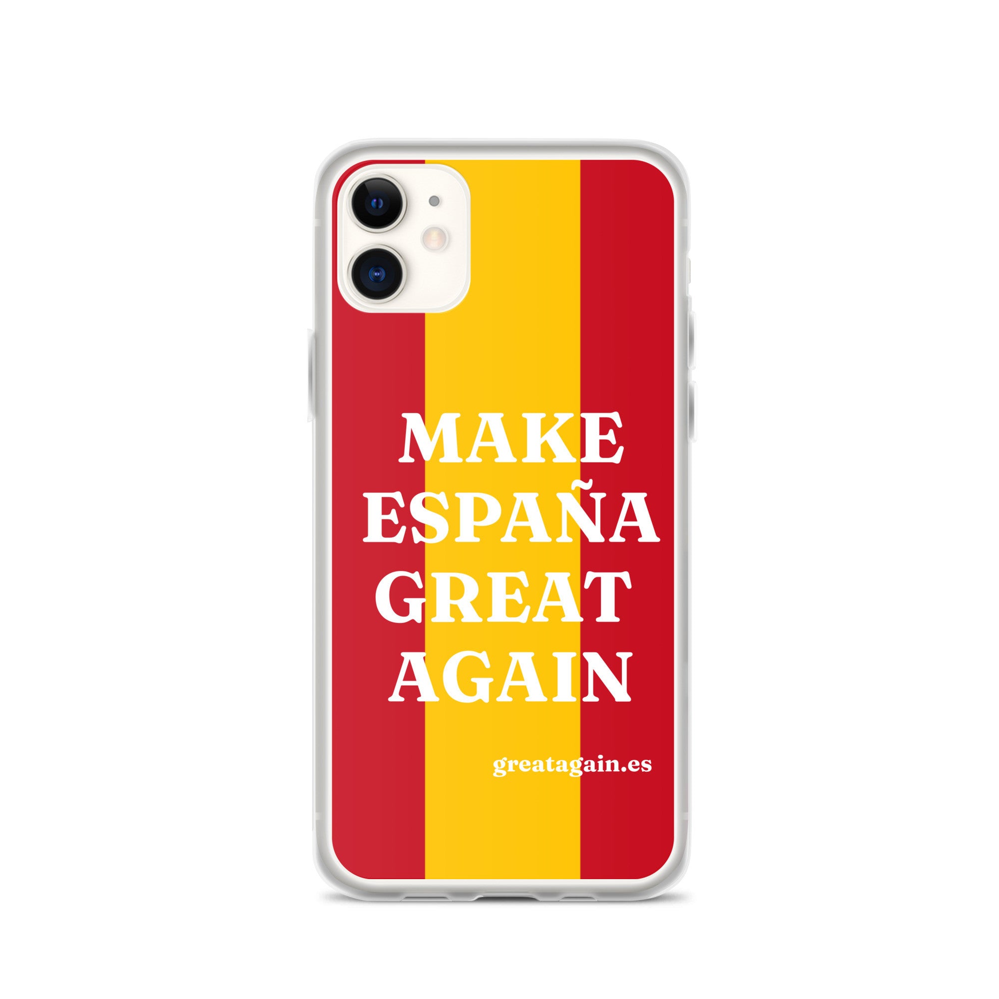 Carcasa transparente iPhone® Make España Great Again con bandera grande