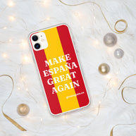Carcasa transparente iPhone® Make España Great Again con bandera grande