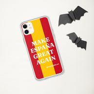 Carcasa transparente iPhone® Make España Great Again con bandera grande
