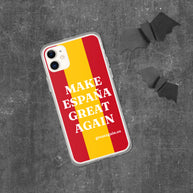 Carcasa transparente iPhone® Make España Great Again con bandera grande
