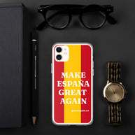Carcasa transparente iPhone® Make España Great Again con bandera grande