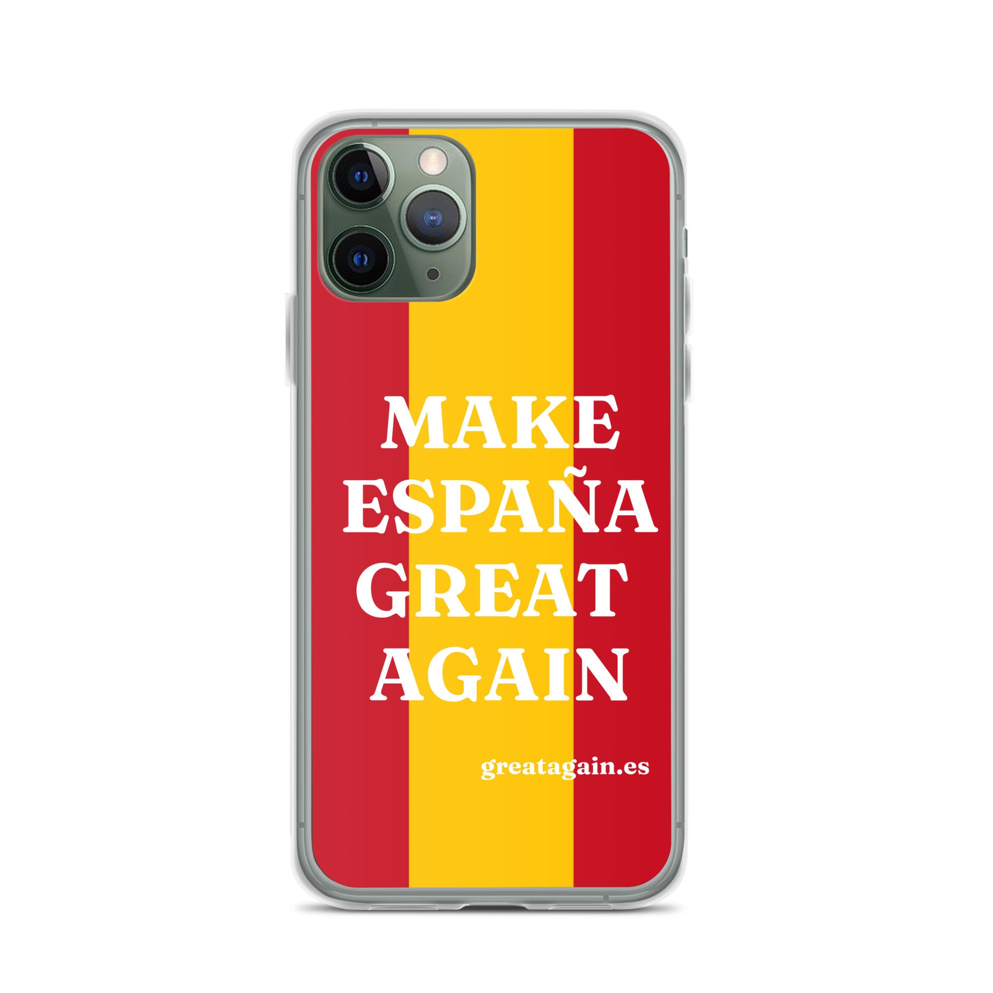 Carcasa transparente iPhone® Make España Great Again con bandera grande