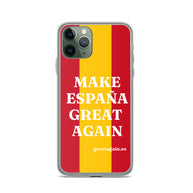 Carcasa transparente iPhone® Make España Great Again con bandera grande