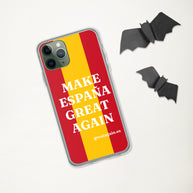 Carcasa transparente iPhone® Make España Great Again con bandera grande