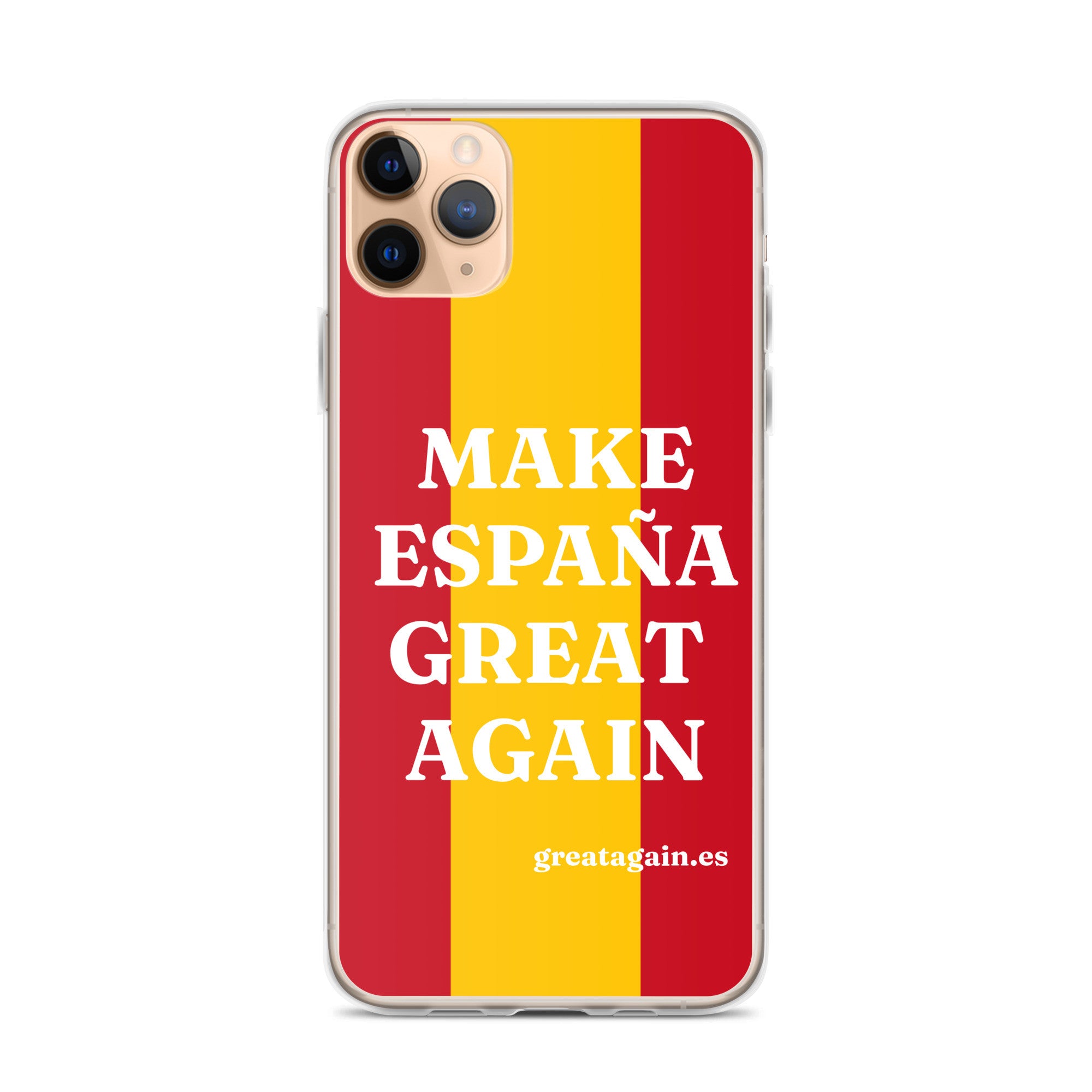 Carcasa transparente iPhone® Make España Great Again con bandera grande