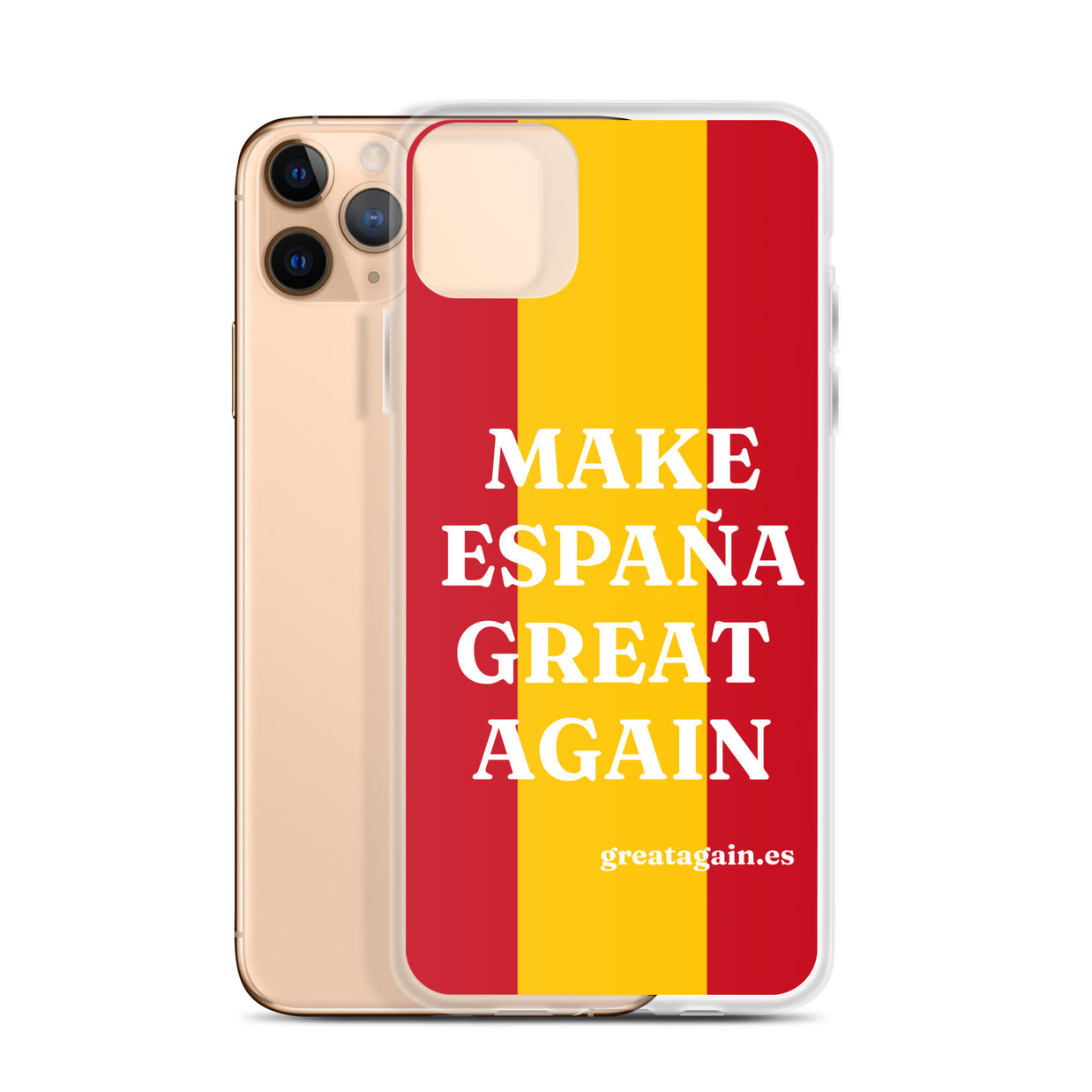 Carcasa transparente iPhone® Make España Great Again con bandera grande
