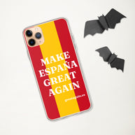 Carcasa transparente iPhone® Make España Great Again con bandera grande