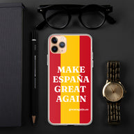 Carcasa transparente iPhone® Make España Great Again con bandera grande