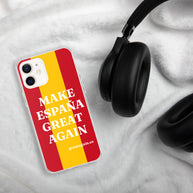 Carcasa transparente iPhone® Make España Great Again con bandera grande