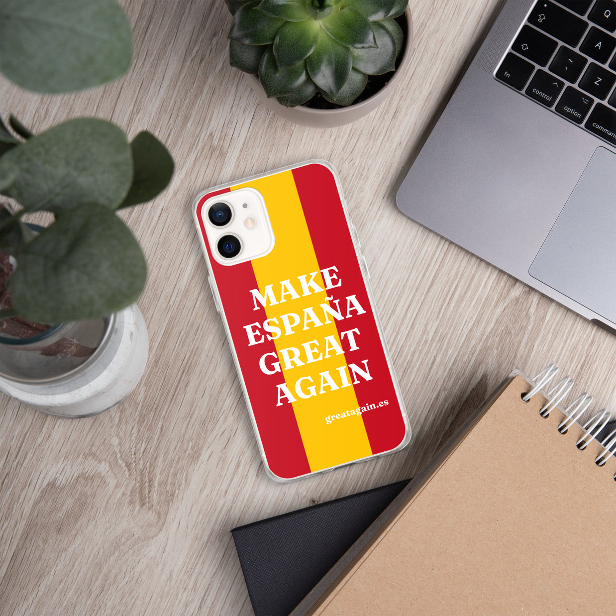 Carcasa transparente iPhone® Make España Great Again con bandera grande