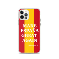 Carcasa transparente iPhone® Make España Great Again con bandera grande